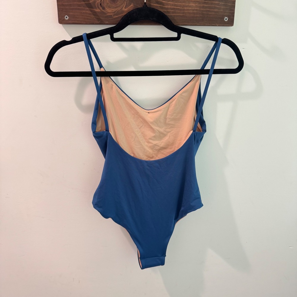 J.Crew Playa Laguna Ruched Tie Front One Piece Swimsuit Blue Medium NWT - Picture 3 of 8